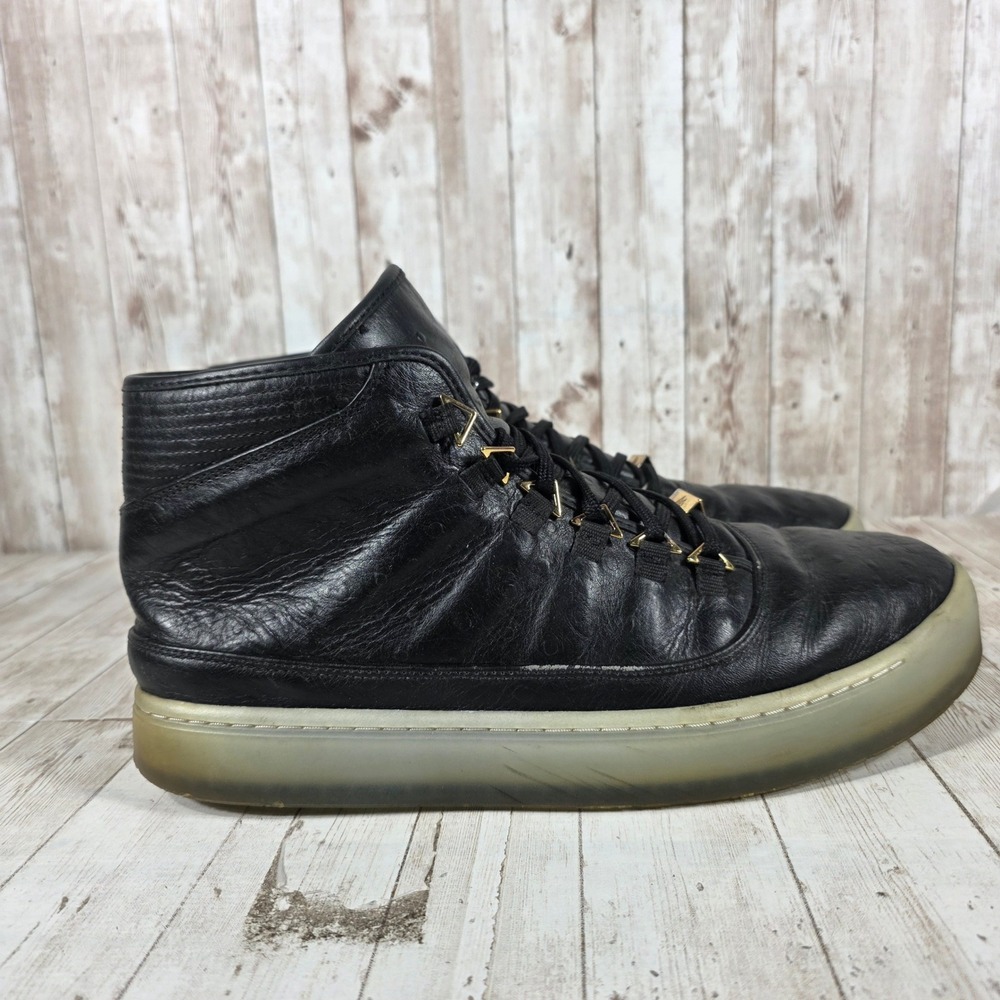 Jordan Westbrook 0.2‎ Black Leather High Top Sneakers Gold Accents 838817-035 13